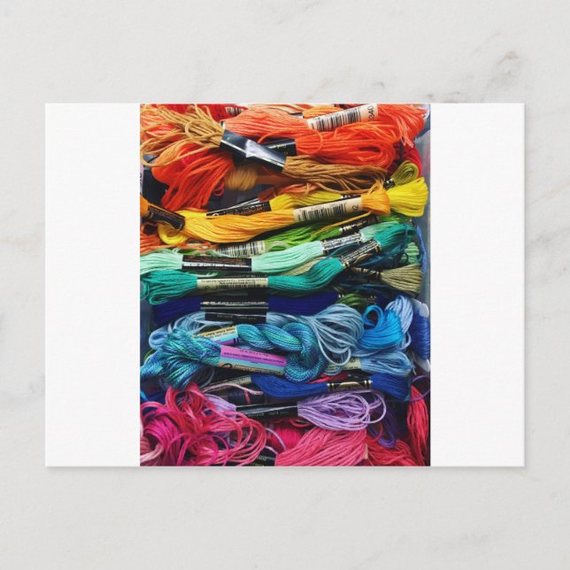Rainbow Embroidery Floss | Threads | Nähen Postkarte (Vorderseite)