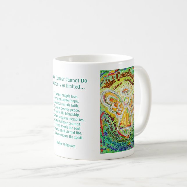 Rainbow Engel, was Krebs nicht tun kann Kaffee-Tas Kaffeetasse (VorderseiteRechts)