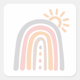 Rainbow Essential Oil Drops Quadratischer Aufkleber