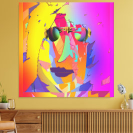 Rainbow Face Wearing Rainbow Glasses Leinwanddruck
