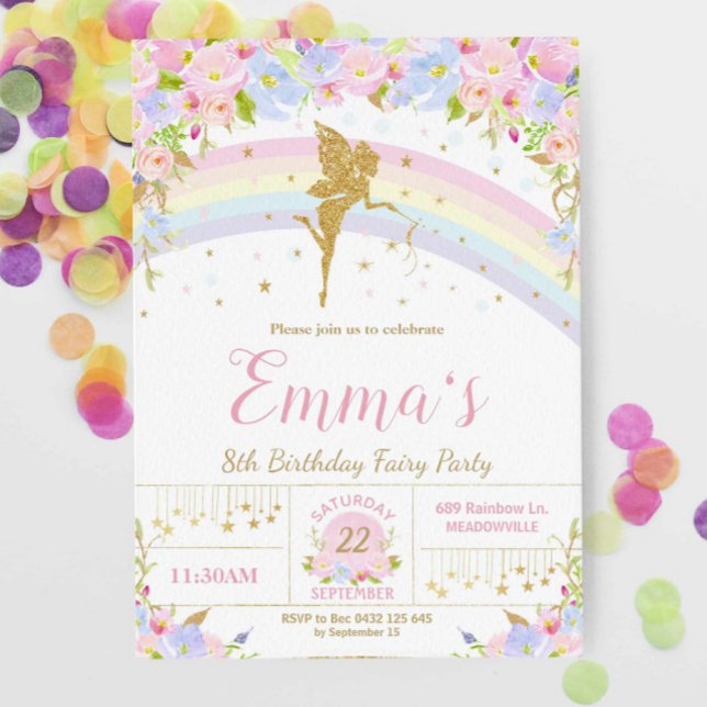 Rainbow Fairy Birthday Party Einladung Girl (Von Creator hochgeladen)