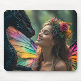 Rainbow Fairy Black Dragon Design Mousepad