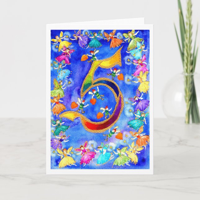 Rainbow Fairy Happy 5. Geburtstag Karte (Vorderseite)