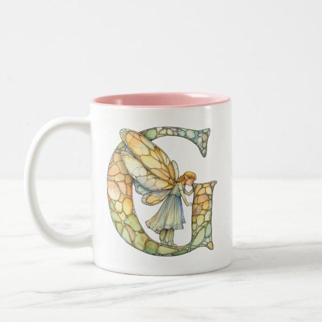 Rainbow Fairy Initial "G" Zweifarbige Tasse (Links)