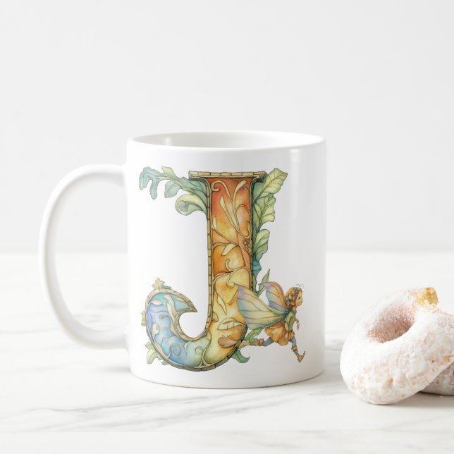 Rainbow Fairy Initial 'J' Kaffeetasse (Mit Donut)