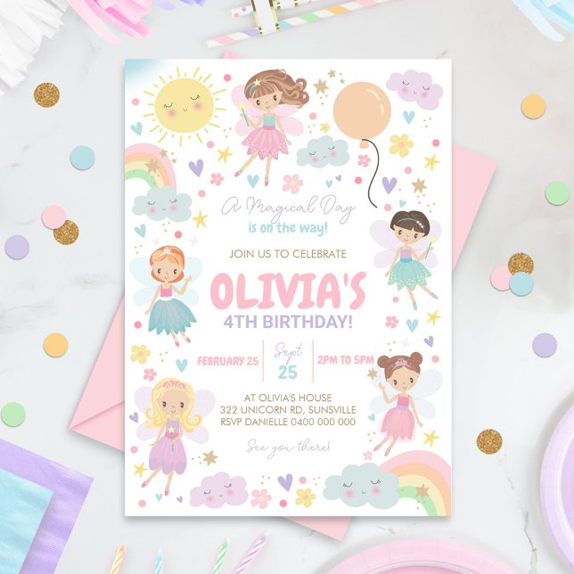 Rainbow Fairy Invitation Fairies Rainbows (Rainbow Fairy Party Invitation)