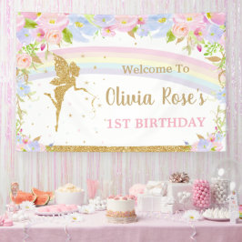 Rainbow Fairy Pink Blue Floral Geburtstag Hintergr Banner