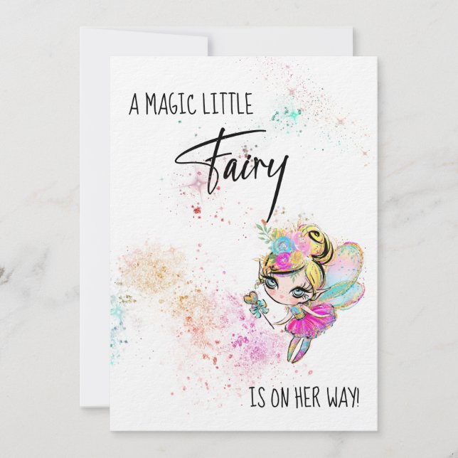 *~* Rainbow Fairy Sweet Baby shower Invitation (Devant)