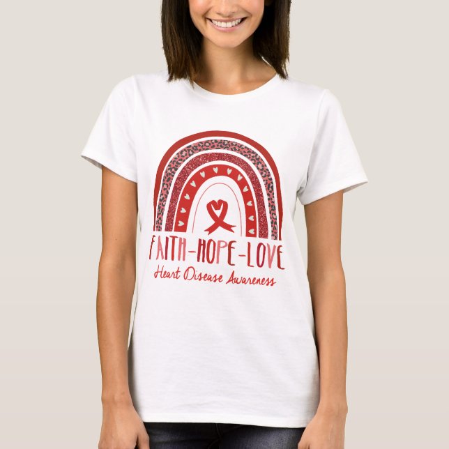 Rainbow Faith Hope Liebe Herzerkrankungen Bewussts T-Shirt (Vorderseite)