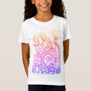 Rainbow-Fantasy-Blume mit Schmetterling T-Shirt