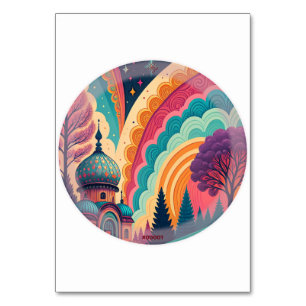 Rainbow Fantasy Dome Table Card - Anpassbar Tischnummer