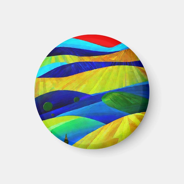 Rainbow Fantasy Hills Landschaft Magnet (Vorne)