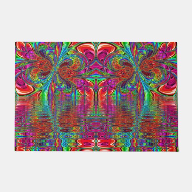 Rainbow Fantasy Mosaik Landschaft Gestalttes Glas Fußmatte (Vorderseite)