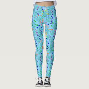 Rainbow-Farben Blumensx4.LBlue BG Leggings