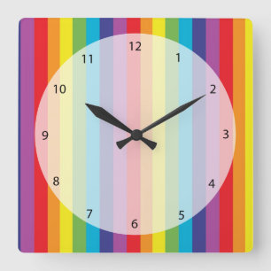 Rainbow-Farben Quadratische Wanduhr