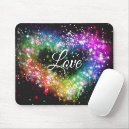 Rainbow-Farben sprühen Farbe Glitzer-Herz Mousepad