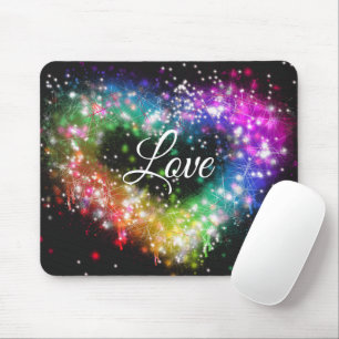 Rainbow-Farben sprühen Farbe Glitzer-Herz Mousepad