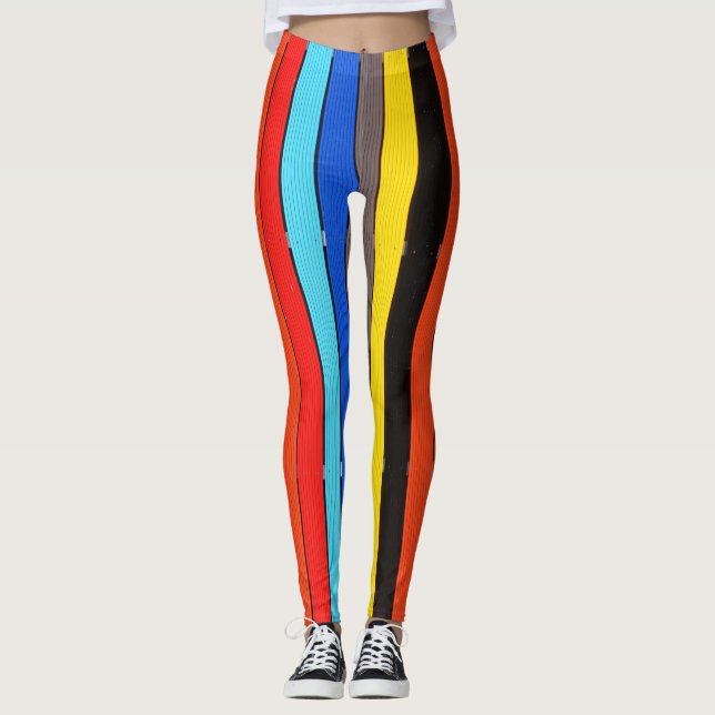 Rainbow-Farben Streifen Leggings (Vorderseite)