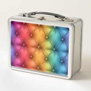 Rainbow-farbene, getuftete Optik glücklich Metall Brotdose