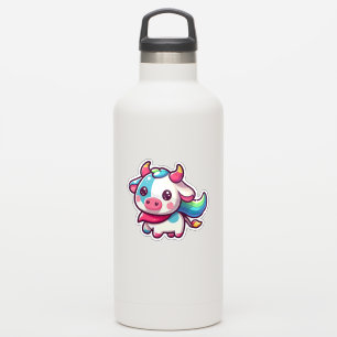 Rainbow-farbene Kuh mit Playfu Charm Aufkleber