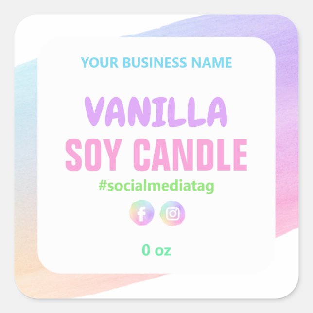 Rainbow-farbene Produktzeichen Quadratischer Aufkleber (Vorderseite)