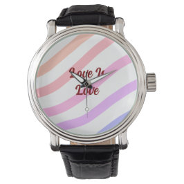 Rainbow-farbene Streifen Pastellfarben Liebe ist L Armbanduhr