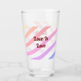 Rainbow-farbene Streifen Pastellfarben Liebe ist L Glas