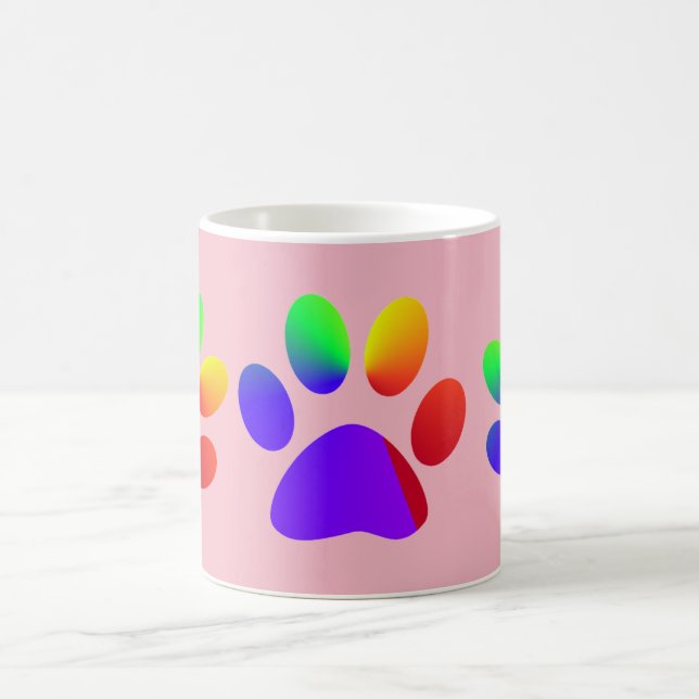 Rainbow-farbene Tierpaws Kaffeetasse (Mittel)
