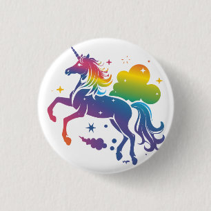 Rainbow-farbenes Einhorn-Design Button