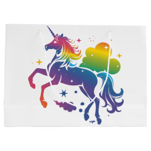Rainbow-farbenes Einhorn-Design Große Geschenktüte