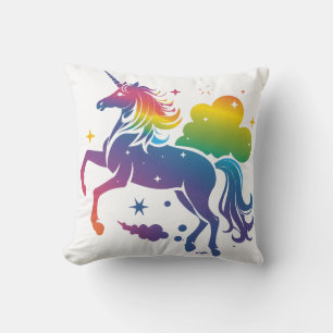 Rainbow-farbenes Einhorn-Design Kissen