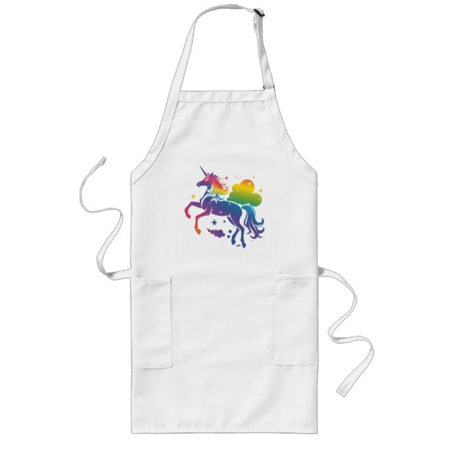 Rainbow-farbenes Einhorn-Design Lange Schürze (Vorne)
