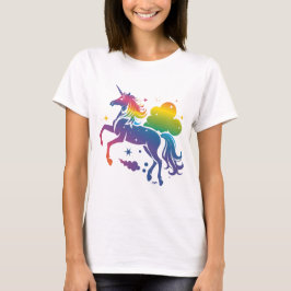 Rainbow-farbenes Einhorn-Design T-Shirt