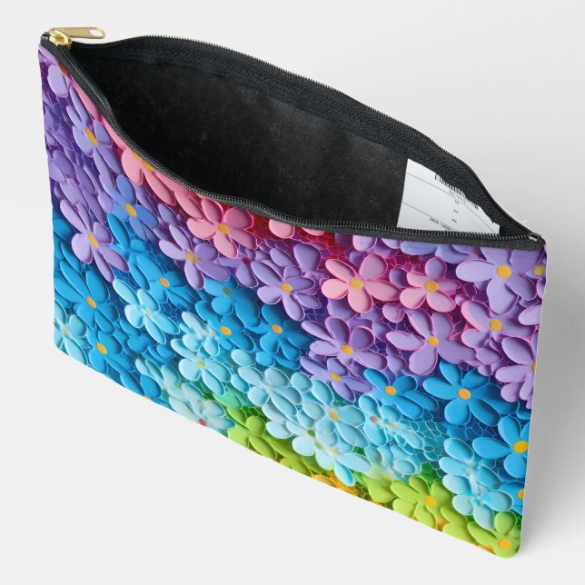 RAINBOW FARBIERTE 3D-BLUME ZUBEHÖRTASCHE (Offen)