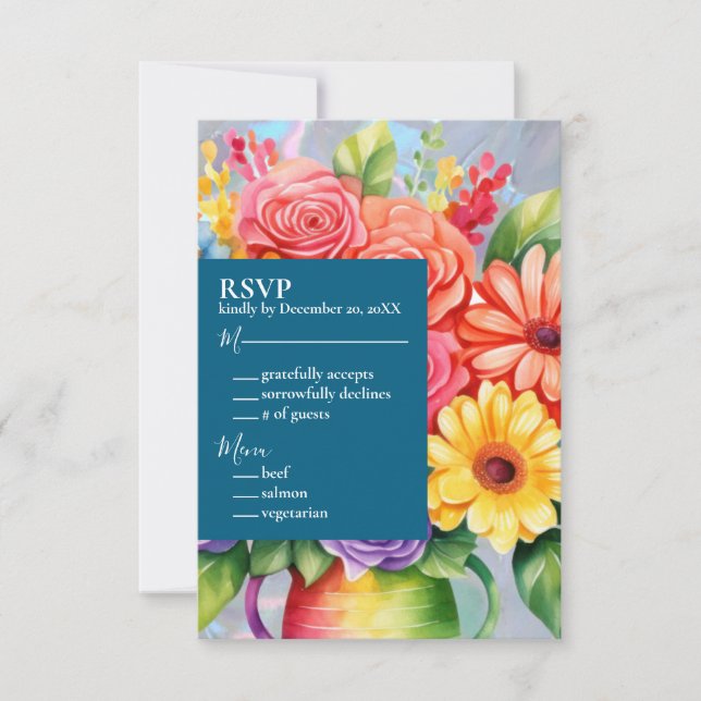 Rainbow farbige Blume Einladung Hochzeit (Vorderseite)