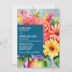 Rainbow farbige Blume Einladung Hochzeit