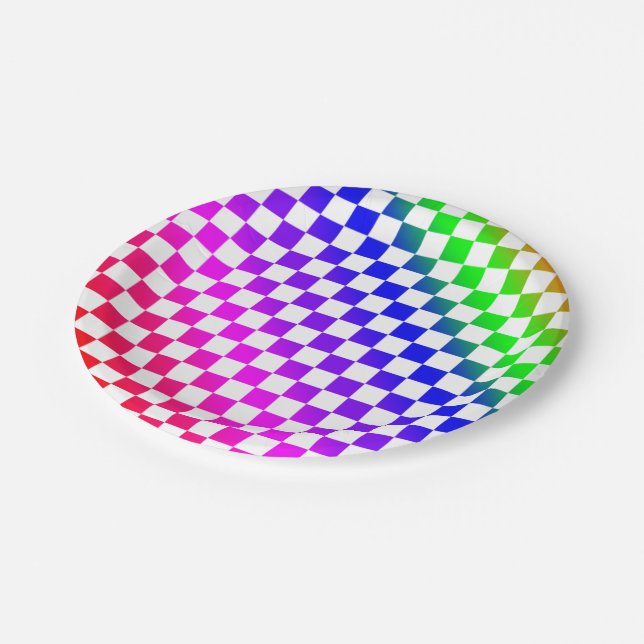 Rainbow-farbiges Prüfmuster Pappteller (Schrägansicht)