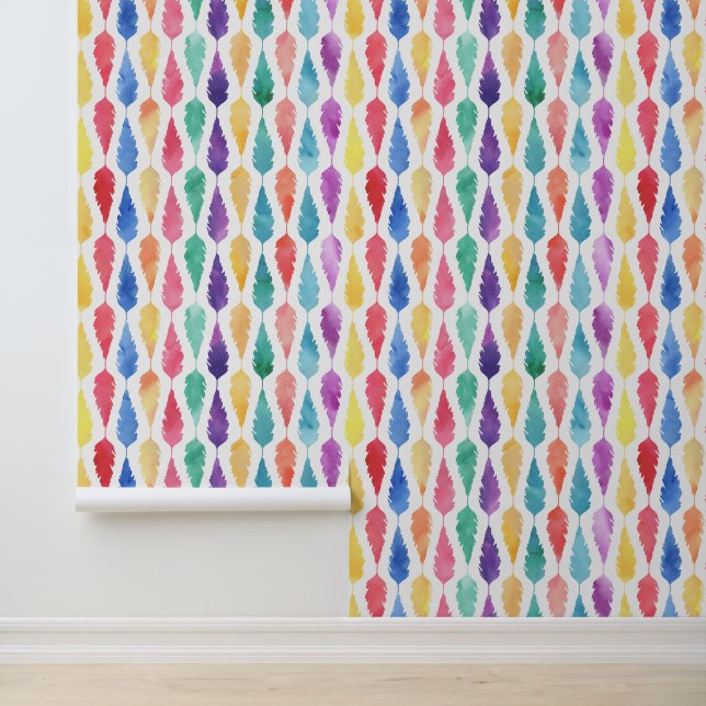 Rainbow Feather Pattern Tapete (Anwendung)