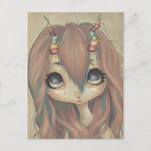 Rainbow fée fille carte postale grands yeux
