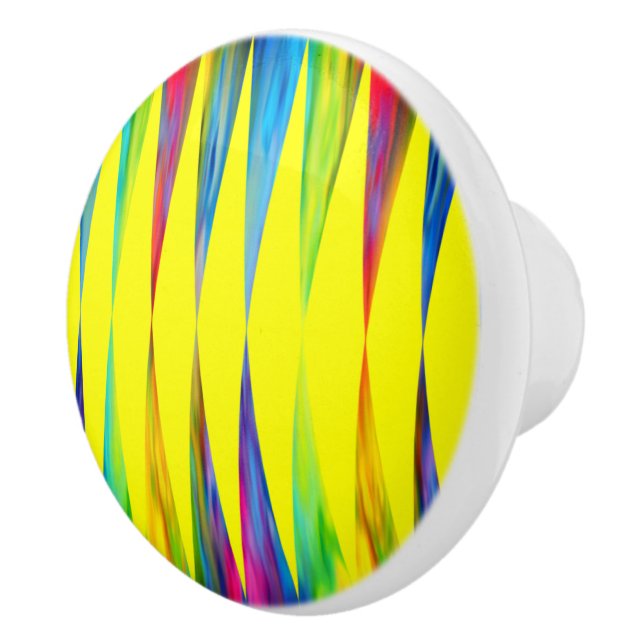 [Rainbow Fiesta] Harlequin Geometric Bright Yellow Keramikknauf (Rechts)