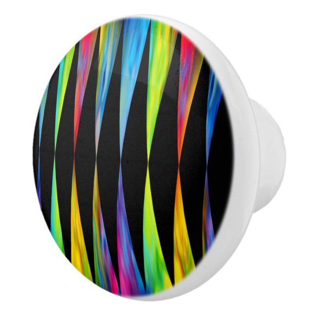 [Rainbow Fiesta] Harlequin Geometric Modern Black Keramikknauf (Rechts)