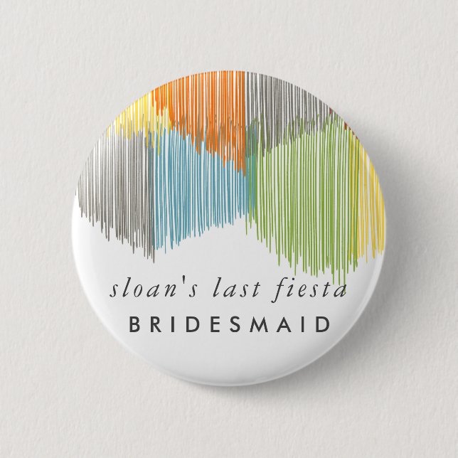 Rainbow Fiesta Modern Fringe Bride Bridesmaid Button (Vorderseite)