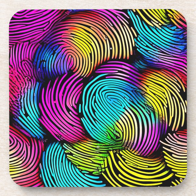 Rainbow Fingerprint Dreams Getränkeuntersetzer (Vorderseite)