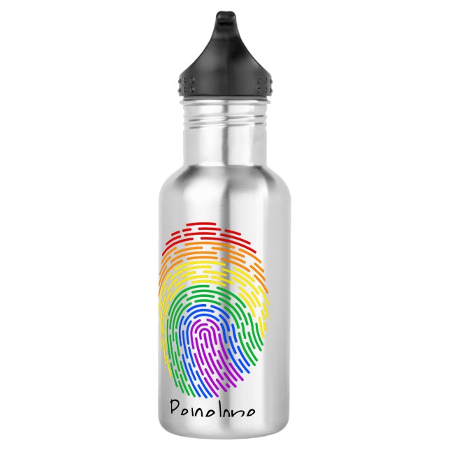 Rainbow Fingerprint Monogram Edelstahlflasche (Rechts)