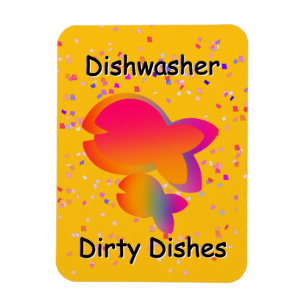 Rainbow Fish DISHWASHER Dirty Geschirrs Gelb Magnet