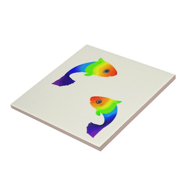 Rainbow Fish Keramik Tile Fliese (Seite)