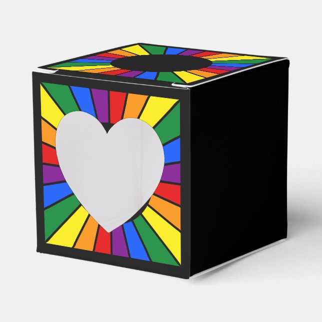 RAINBOW FLAG BUTTON RAYS + Ihr Zeichen oder Text Geschenkschachtel (Vorderseite)