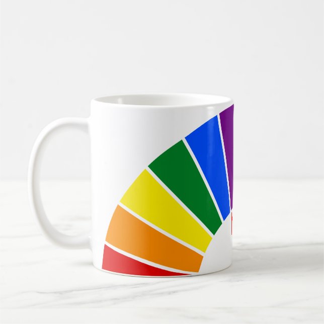 RAINBOW FLAG BUTTON RAYS + Ihr Zeichen oder Text Kaffeetasse (Links)
