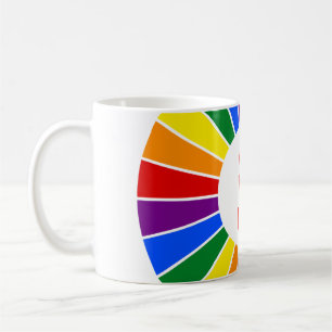 RAINBOW FLAG BUTTON RAYS + Ihr Zeichen oder Text Kaffeetasse