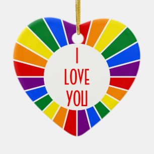RAINBOW FLAG BUTTON RAYS + Ihr Zeichen oder Text Keramik Ornament